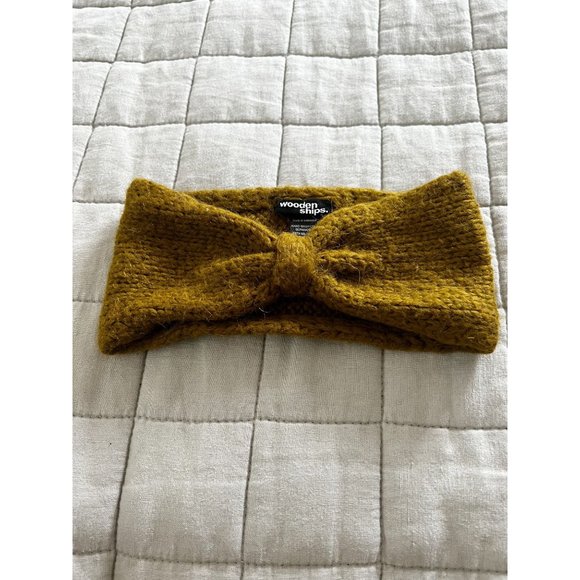 Wooden Ships Mohair Wool Knit Knot Headband Turban One Size Mustard Ear Warmer - Picture 1 of 5
